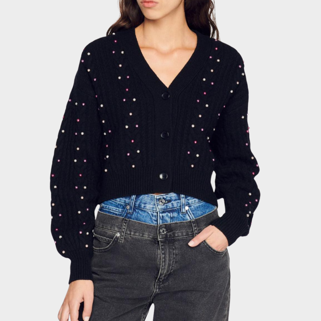 SANDRO Cardigan Destiny 100% Laine Black Women