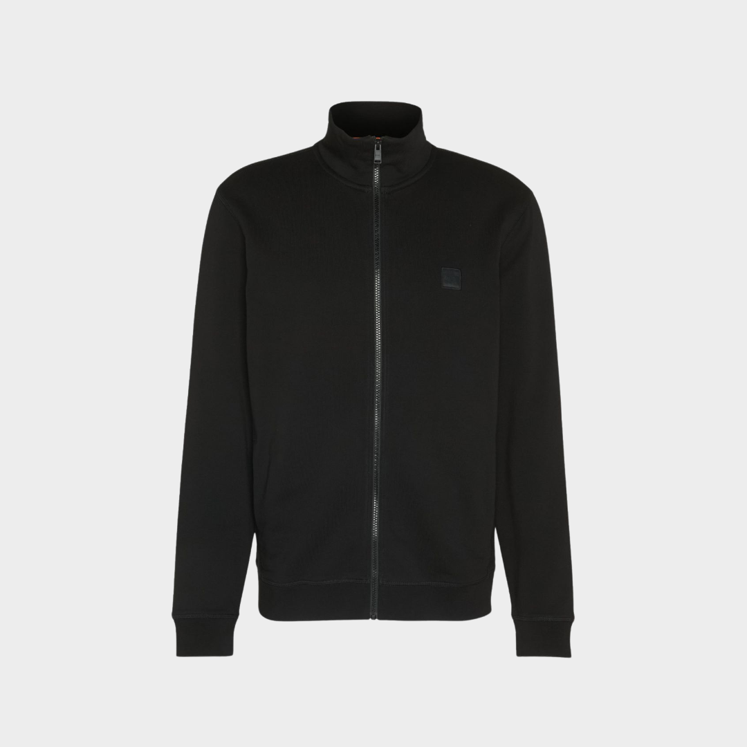 BOSS Full Zip Sweatshirt Logo Patch Black