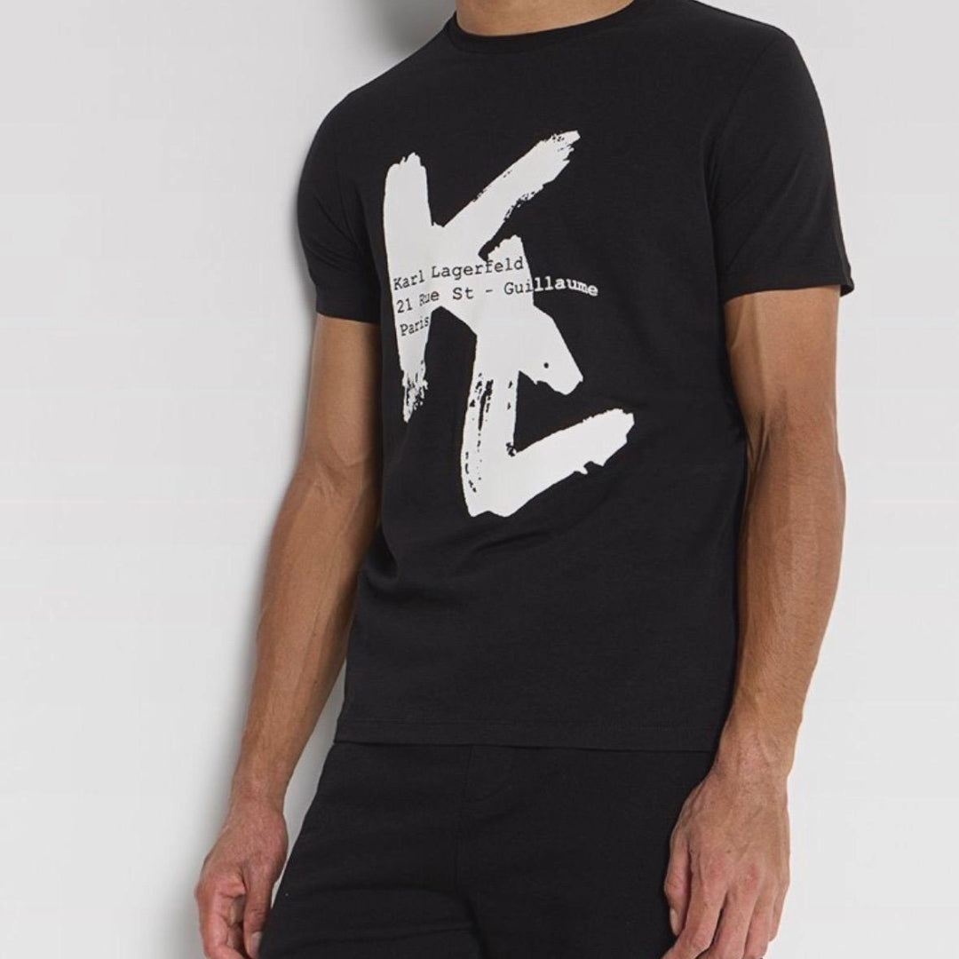 Karl Lagerfeld Printed White Logo T-shirt - Black