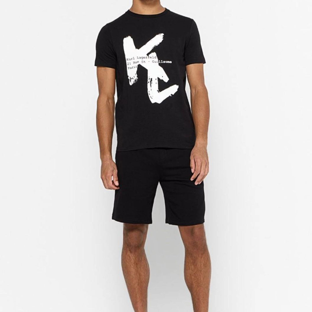 Karl Lagerfeld Printed White Logo T-shirt - Black