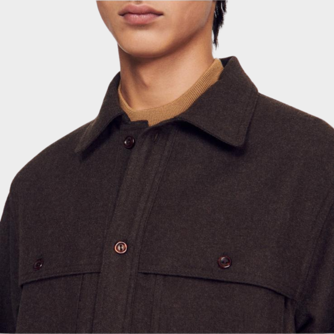 SANDRO Overshirt Clyde Khaki Men