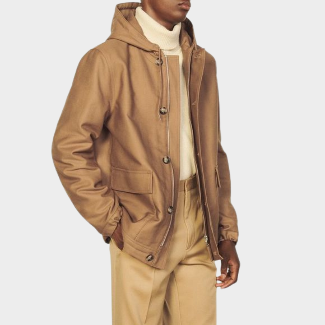 SANDRO Parka Deck 100% Cotton Camel Men