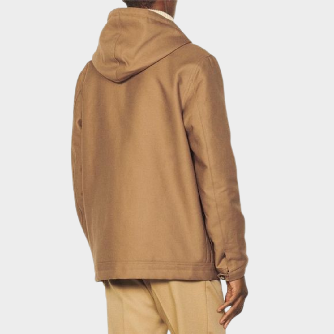 SANDRO Parka Deck 100% Cotton Camel Men